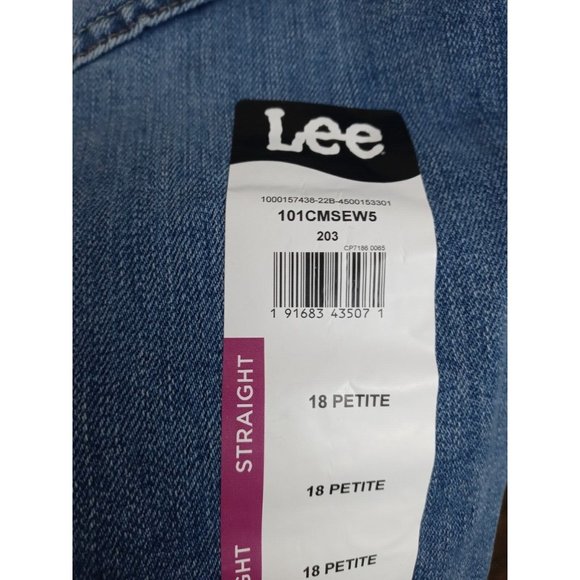 NWT Lee Straight Leg Regular Fit Distressed Whiskered Jeans Size 18P Inseam 25" - Picture 8 of 11